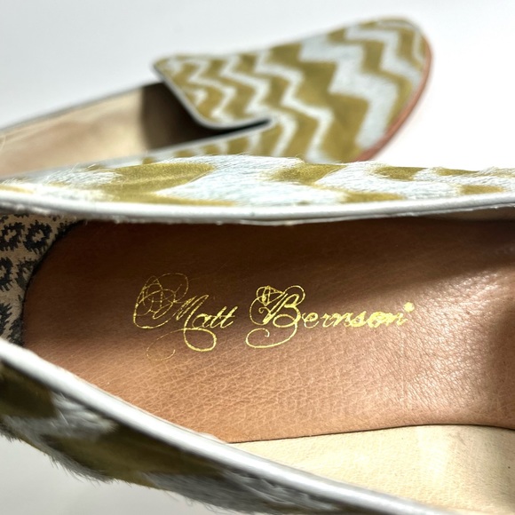 Matt Bernson Gitane Womens Comfy Slip on Loafer Calf Hair Green Chevron 8.5 - Picture 7 of 8